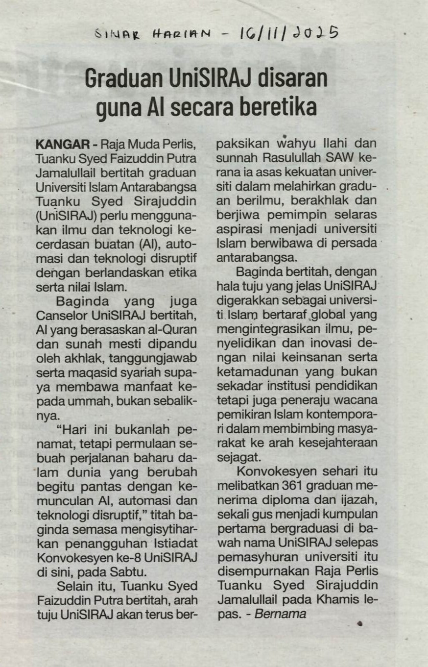 Graduan UniSIRAJ disaran guna AI secara beretika