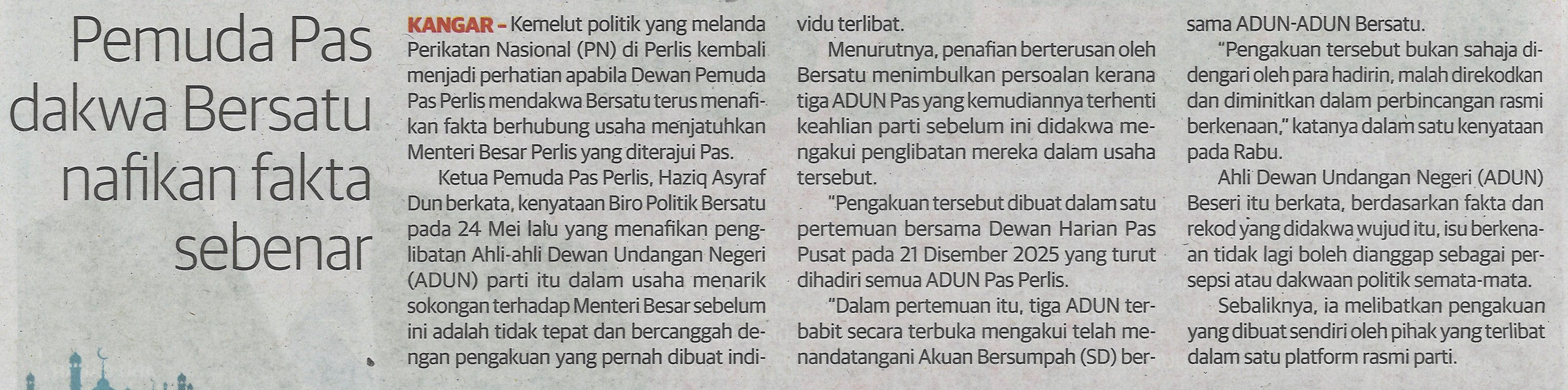Pemuda Pas dakwa Bersatu nafikan fakta sebenar