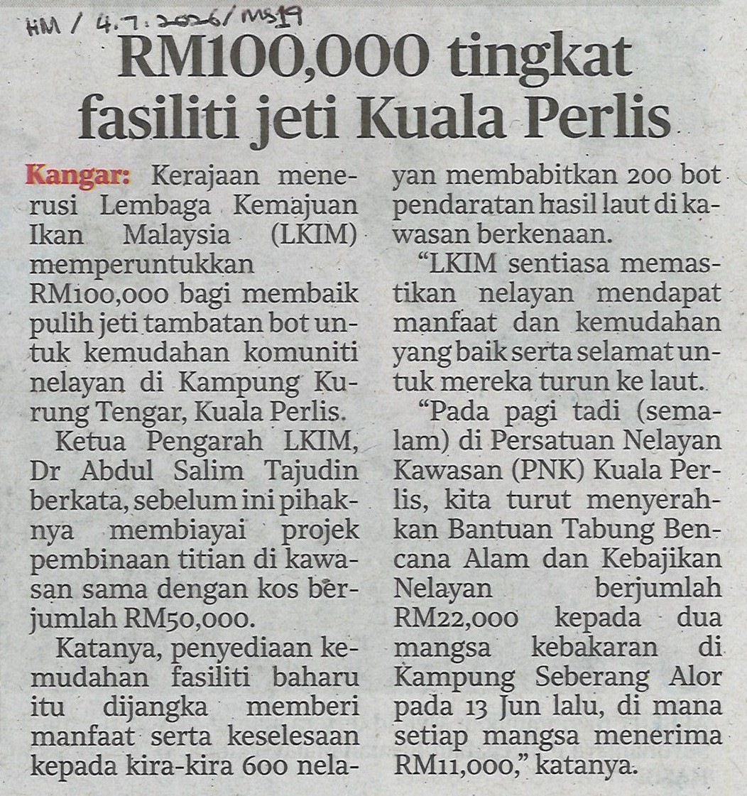 RM100,000 tingkat fasiliti jeti Kuala Perlis