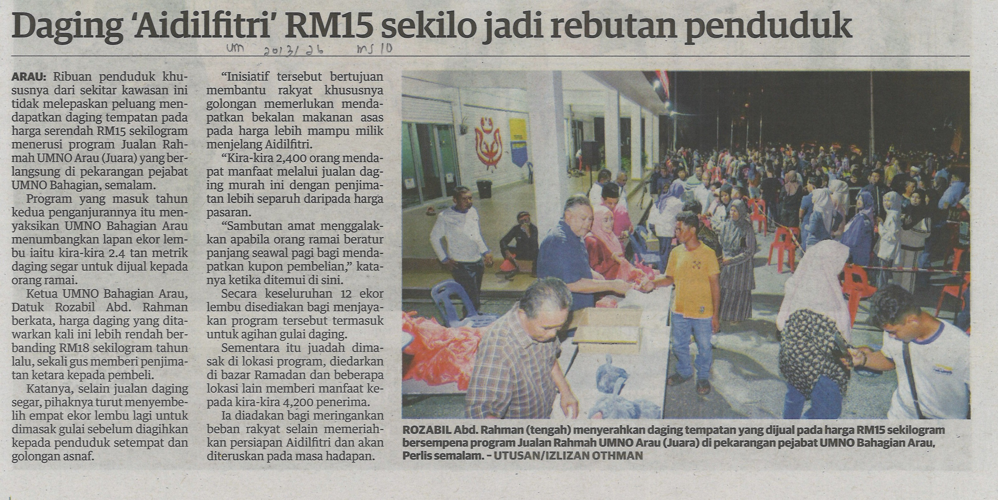 Daging 'Aidilfitri' RM15 sekilo jadi rebutan penduduk