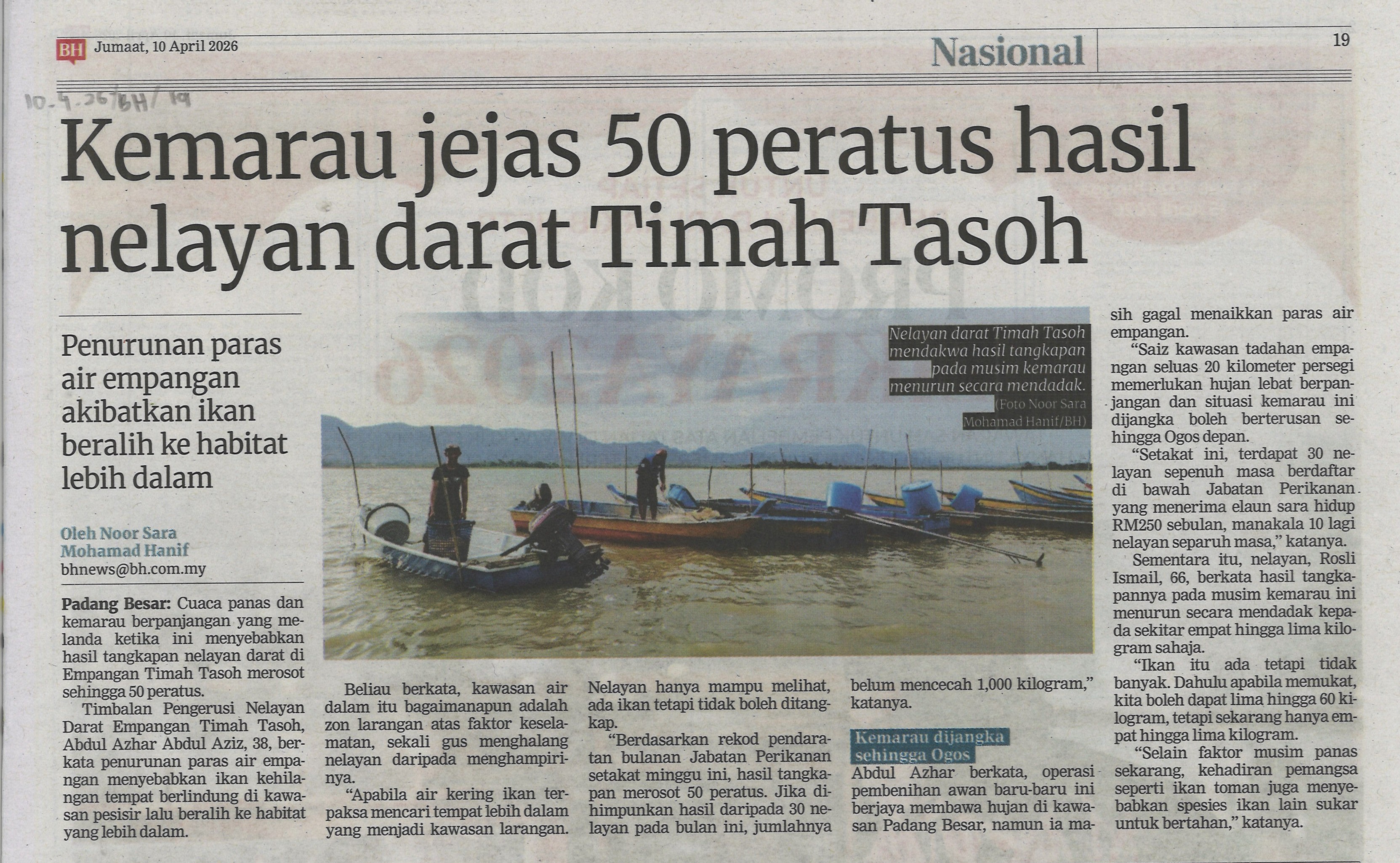 Kemarau jejas 50 peratus hasil nelayan darat Timah&hellip;