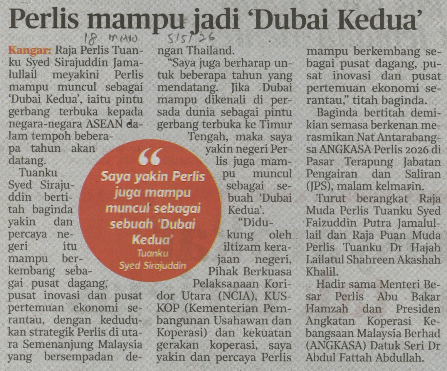 Perlis mampu jadi 'Dubai Kedua'