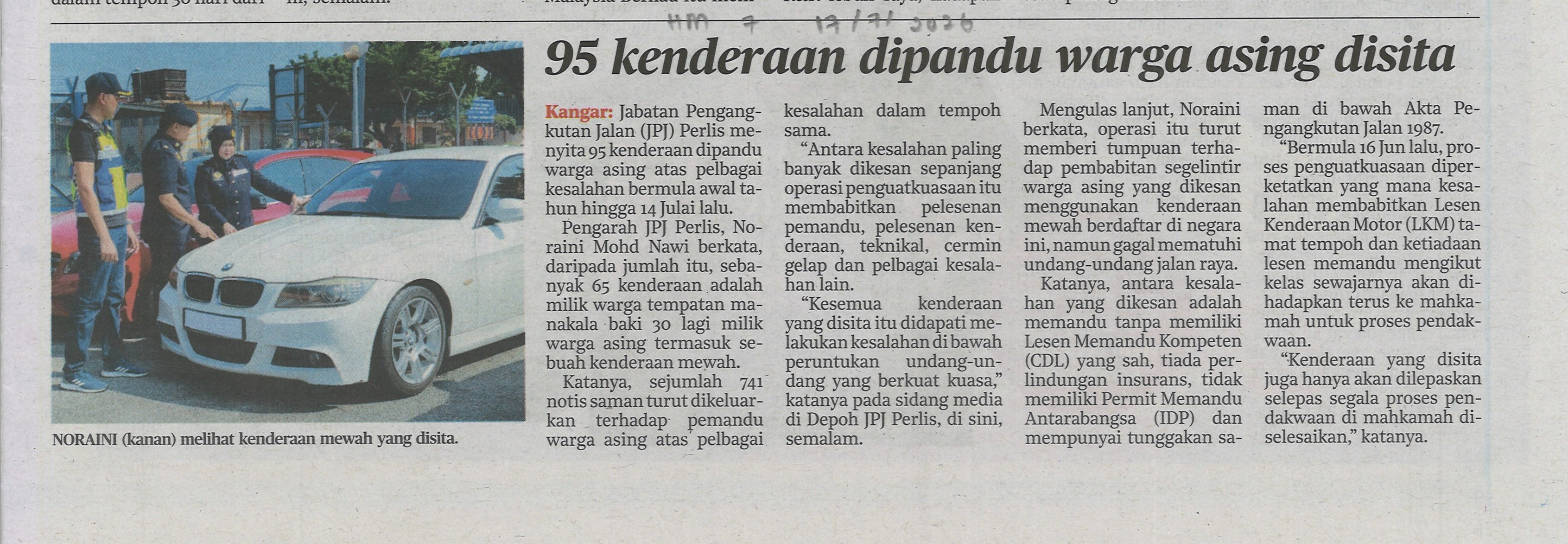 95 kenderaan dipandu warga asing disita