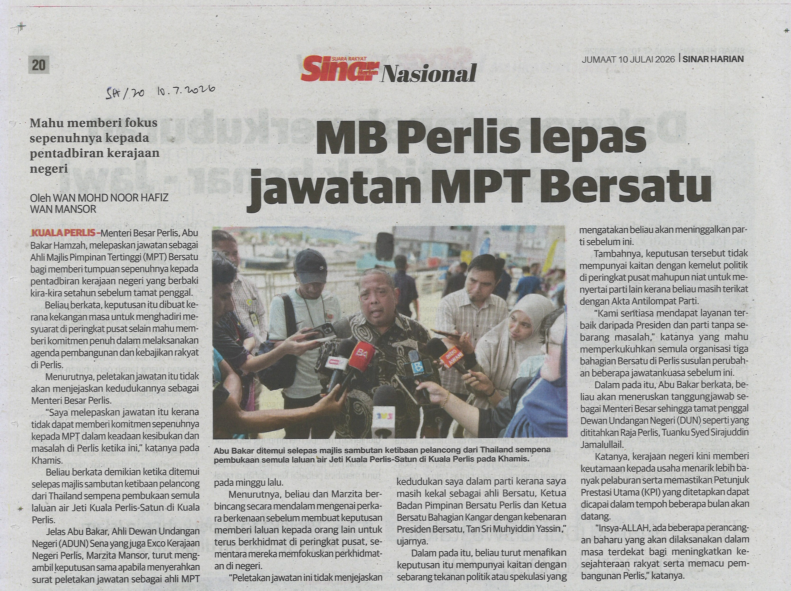 MB Perlis lepas jawatan MPT Bersatu