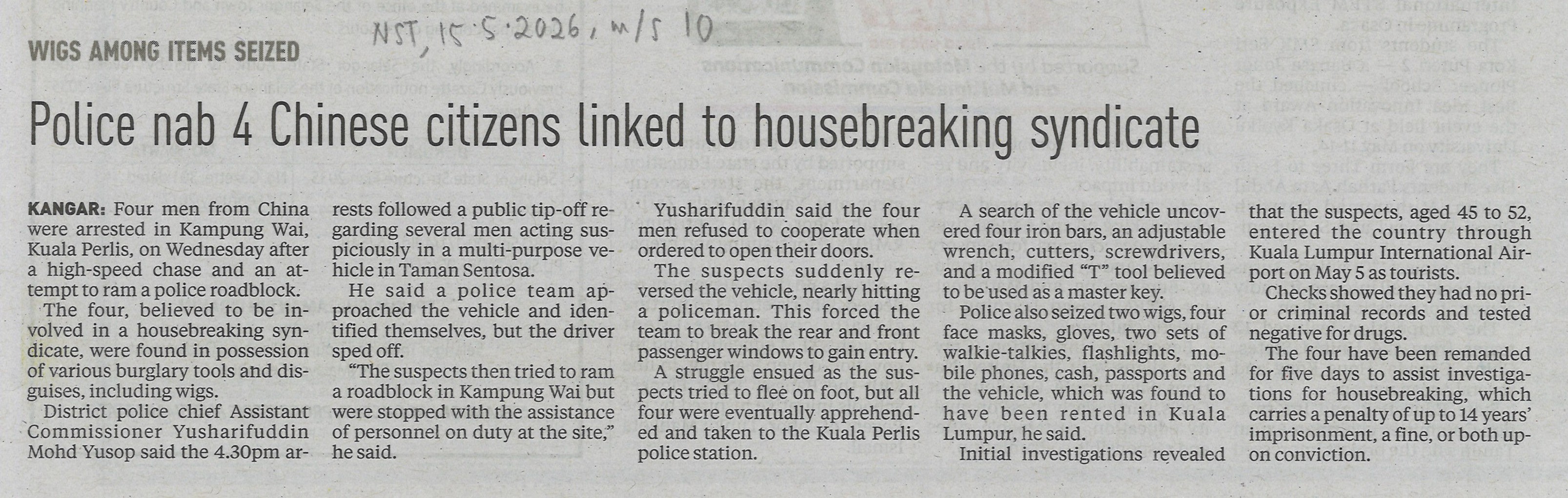 Police nab 4 Chinese citizens linked to housebreaking&hellip;