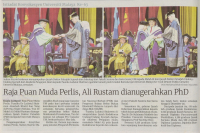 Raja Puan Muda Perlis, Ali Rustam dianugerahkan PHD